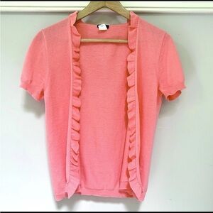 J Crew Cashmere Open Front Ruffle Cardigan Sweater Fairy Cottagecore Y2K
